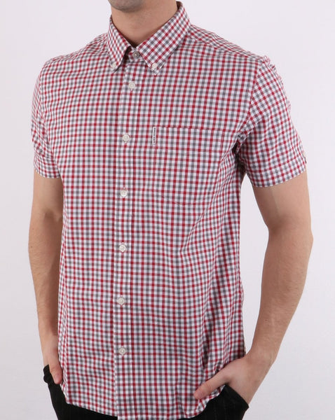 Ben Sherman House Short Sleeve Gingham Shirt Off White