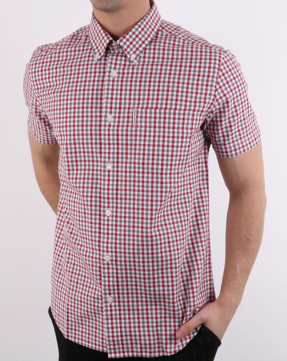 Ben Sherman House Short Sleeve Gingham Shirt Off White