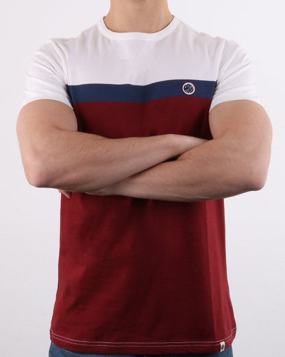 Pretty Green Front Colour Block T-shirt Burgundy
