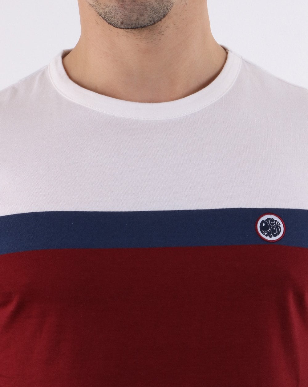 Pretty Green Front Colour Block T-shirt Burgundy