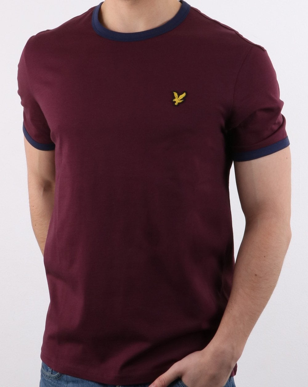 Lyle And Scott Ringer T Shirt Burgundy/navy