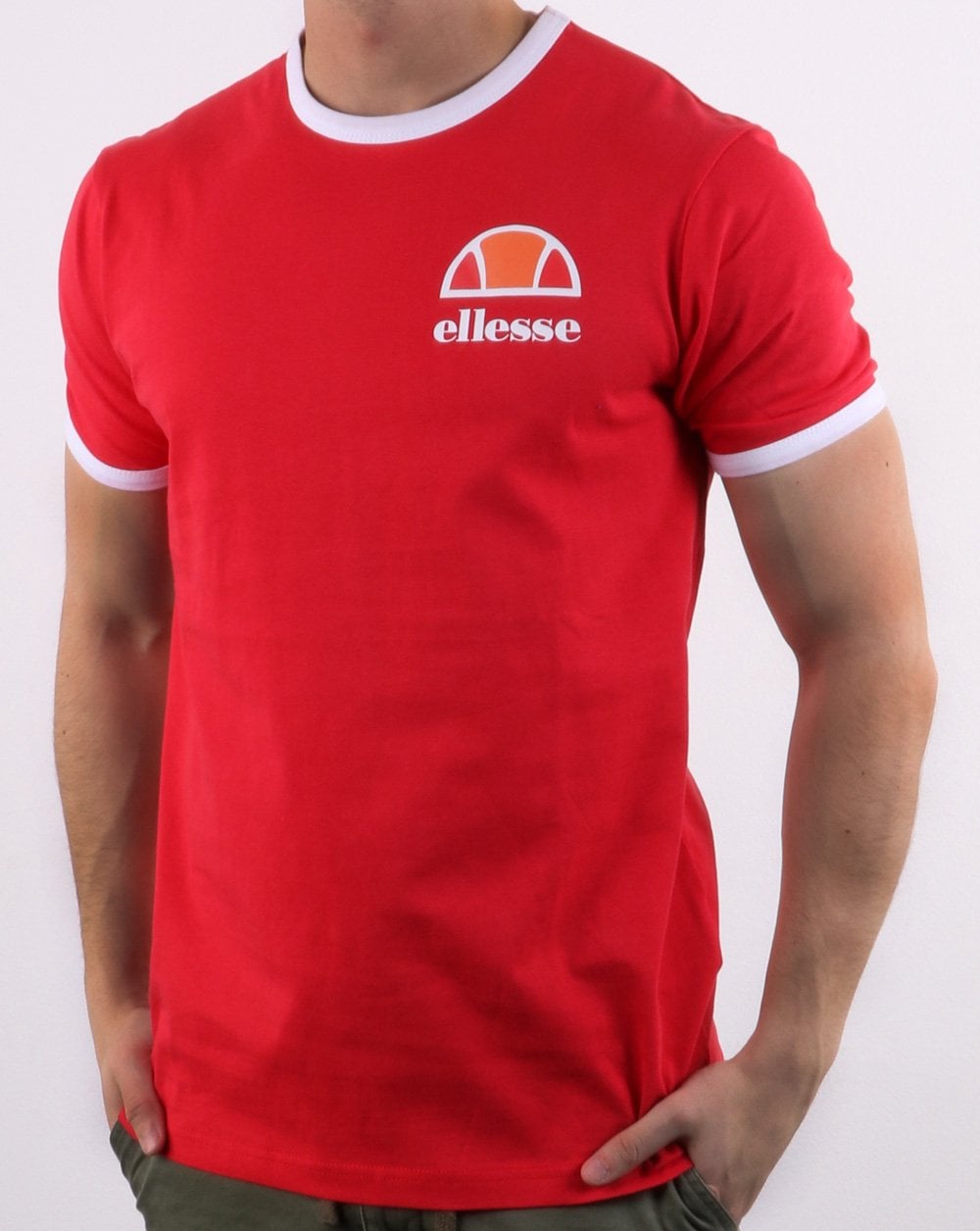 Ellesse Ringer T Shirt Red