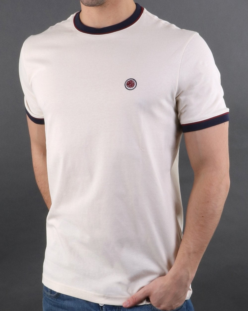 Pretty Green Piping Tipped T-shirt Off White