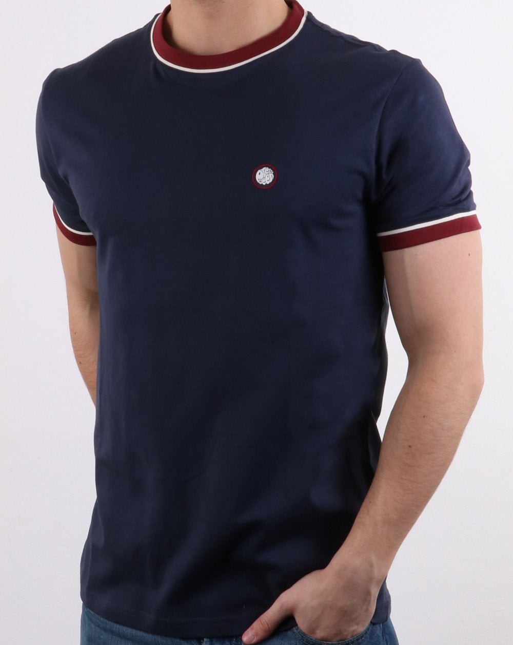 Pretty Green Mens Piping Tipped T-shirt Navy