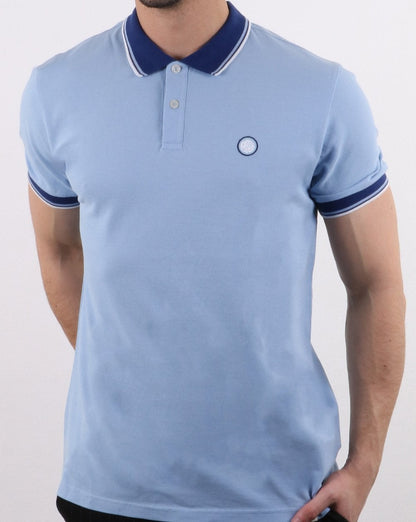 Pretty Green Tipped Pique Polo Shirt Light Blue