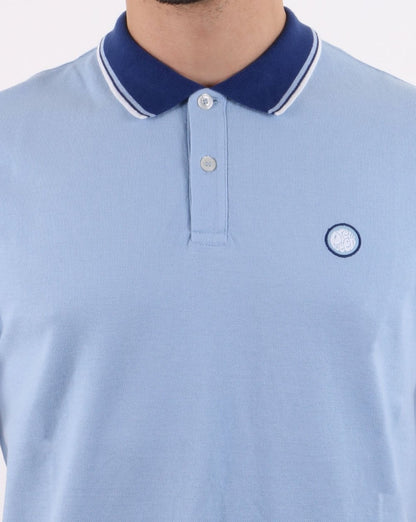 Pretty Green Tipped Pique Polo Shirt Light Blue