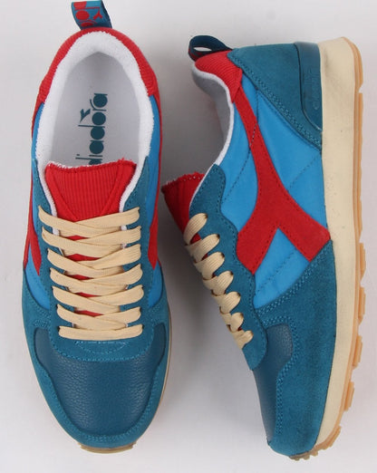 Diadora Camaro Vintage Trainers Blue Pearl- Red