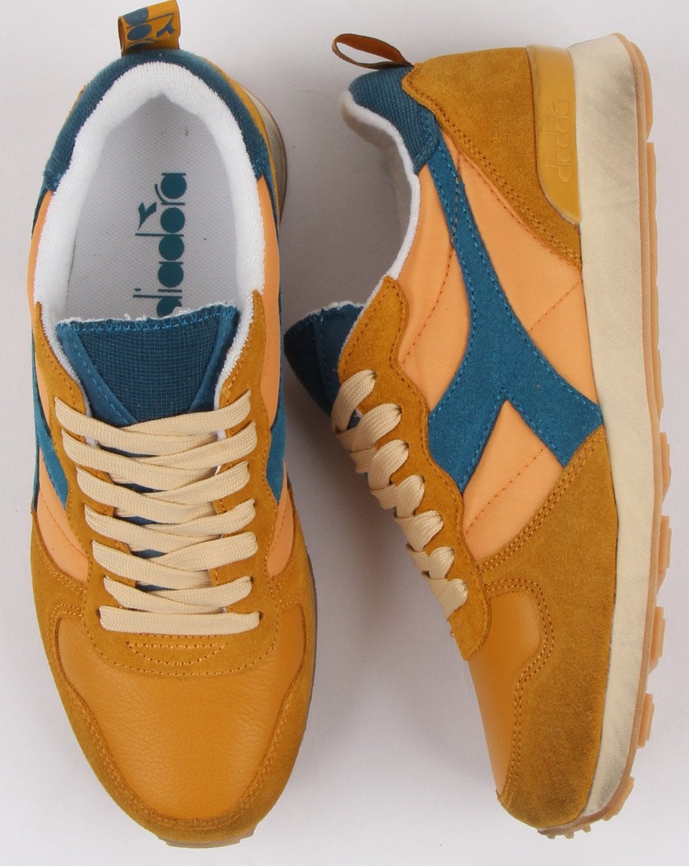 Diadora Camaro Vintage Trainers Mustard Yellow- Blue