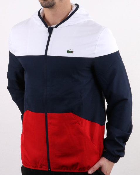 Lacoste Hooded Jacket White/Navy/Red