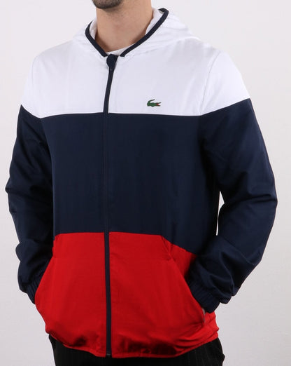 Lacoste Hooded Jacket White/Navy/Red