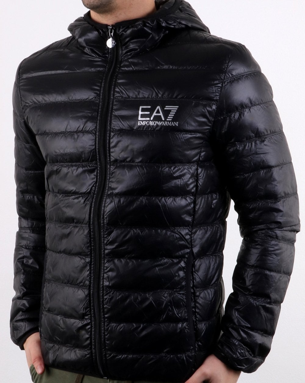 Emporio Armani EA7 Core Logo Down Hooded Jacket Black