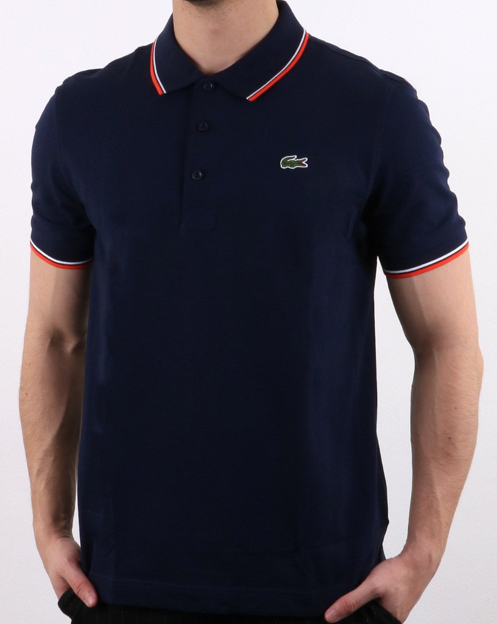 Lacoste Tipped Polo Shirt Navy/Red