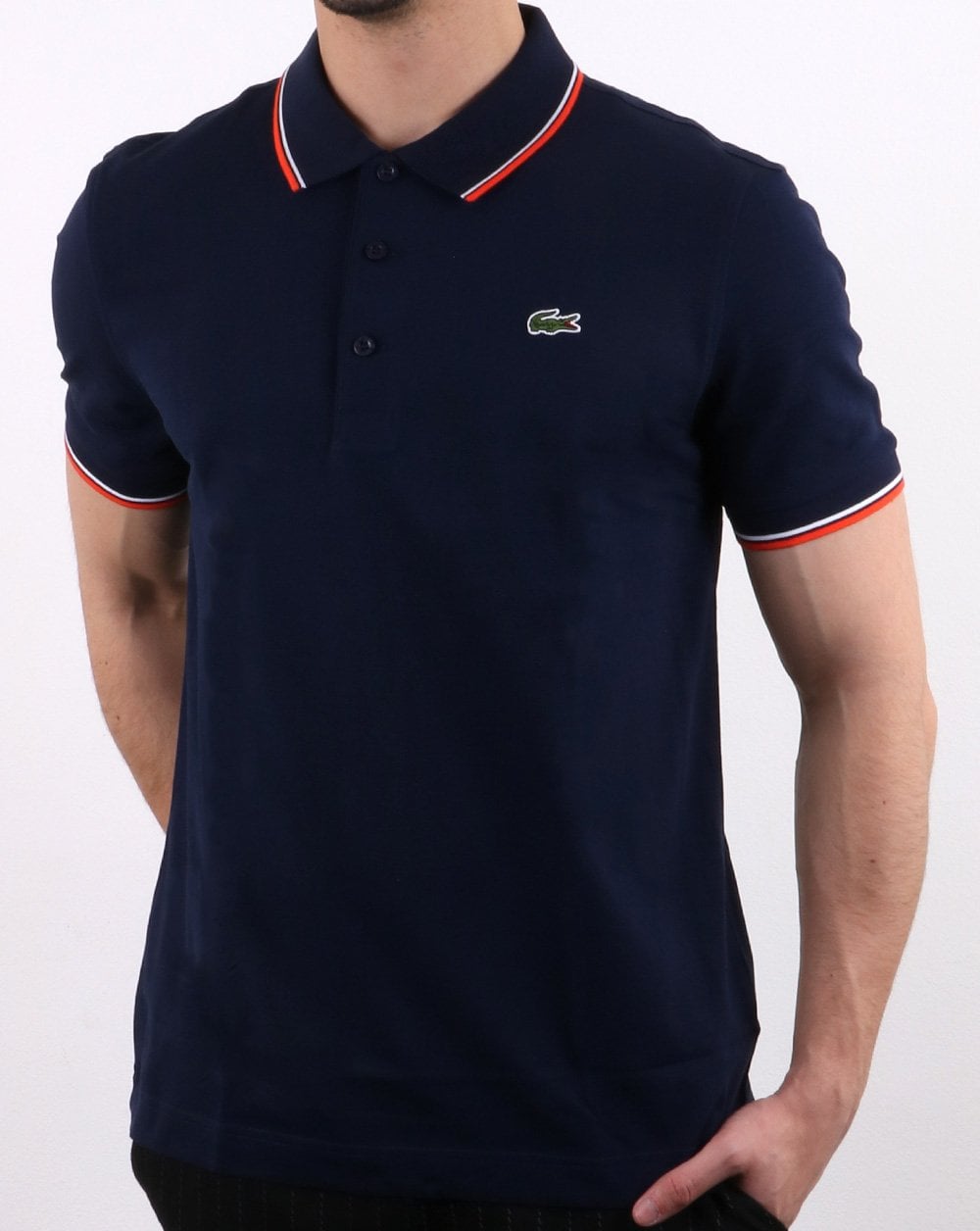 Lacoste Tipped Polo Shirt Navy/Red