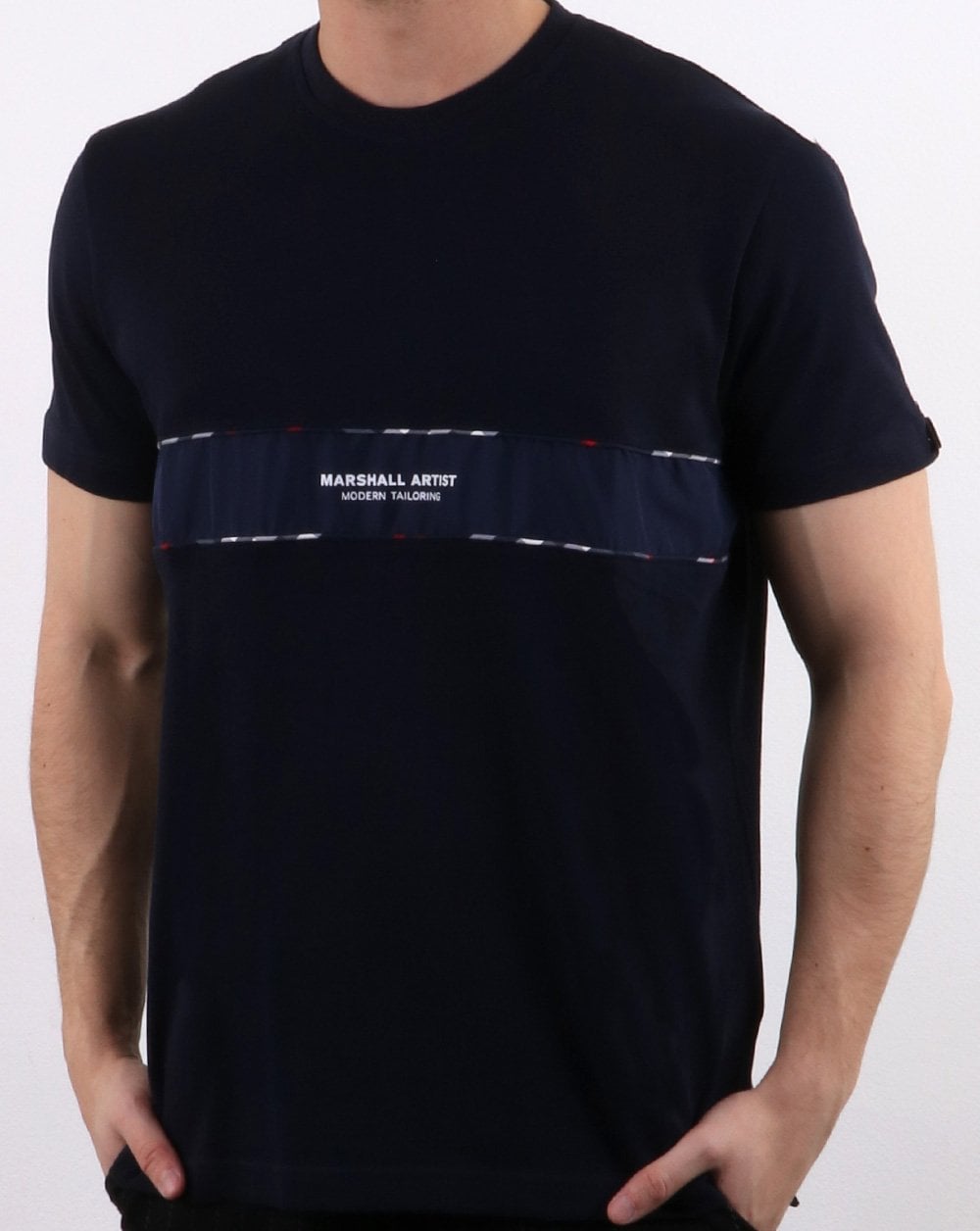 Marshall Artist Casa Check T-shirt Navy
