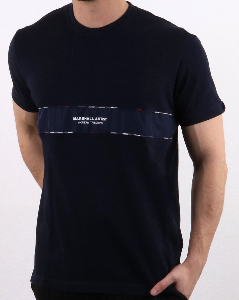 Marshall Artist Casa Check T-shirt Navy