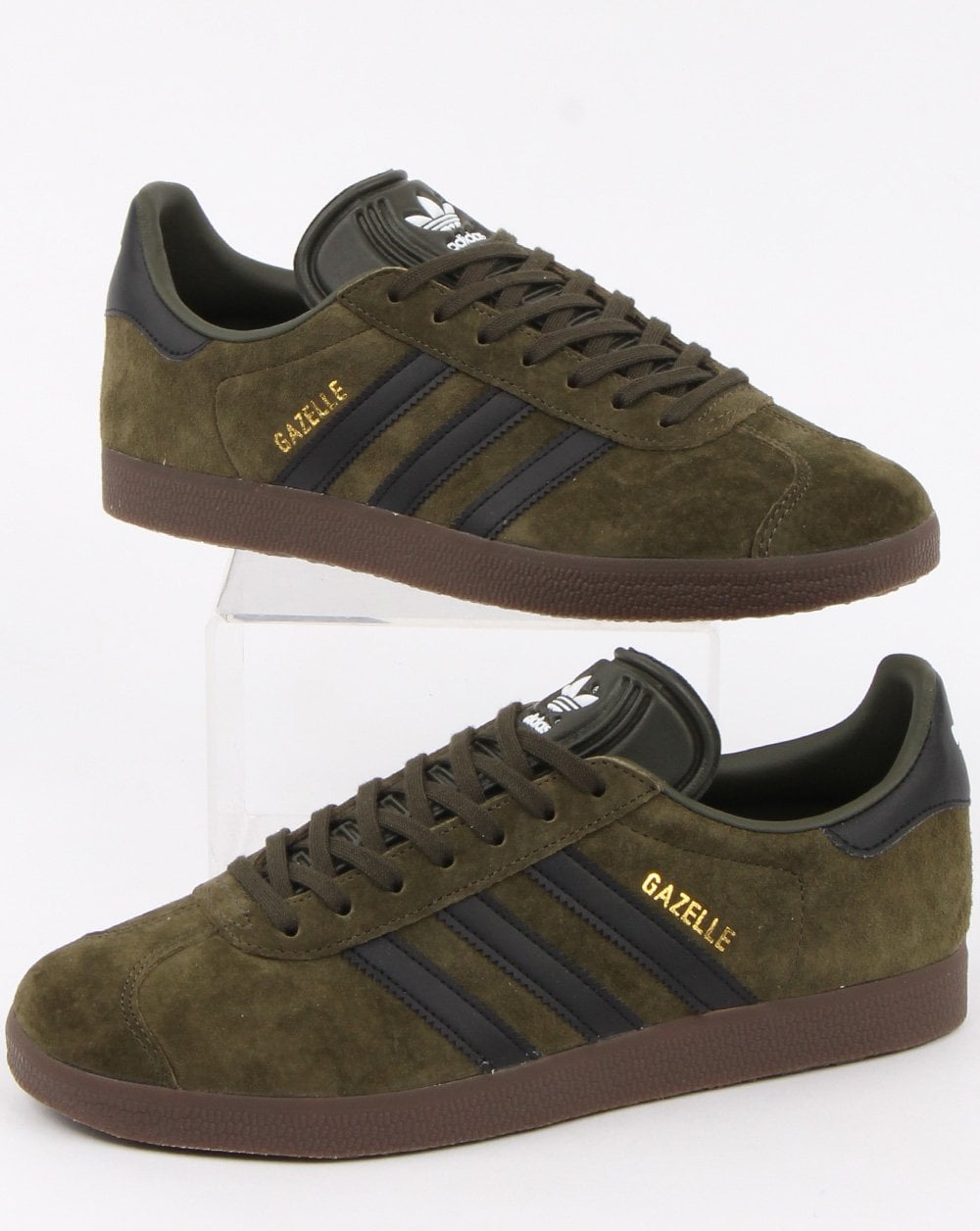 Adidas Gazelle Trainers Night Olive/Black/Gum