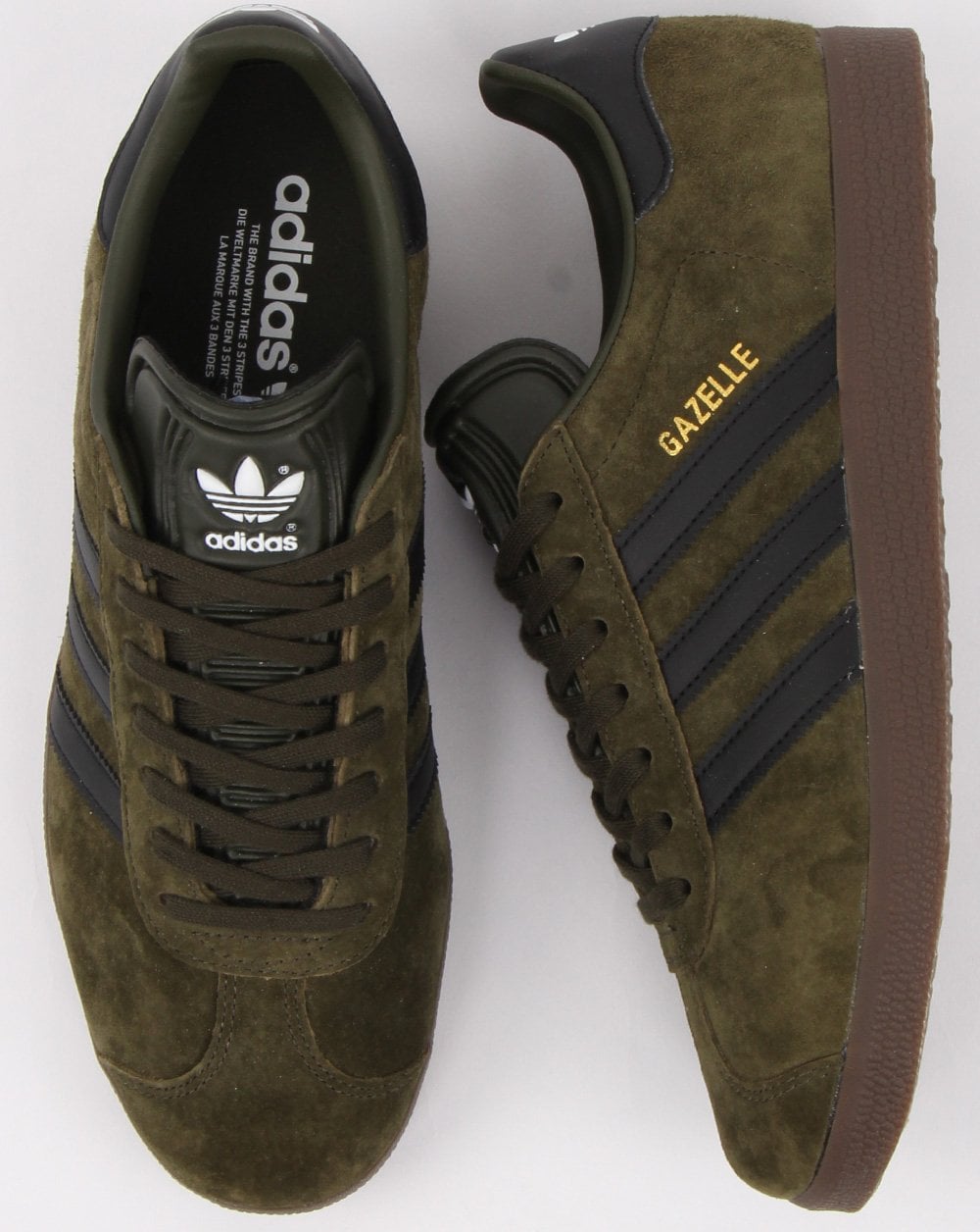 Adidas Gazelle Trainers Night Olive/Black/Gum