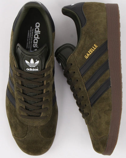Adidas Gazelle Trainers Night Olive/Black/Gum