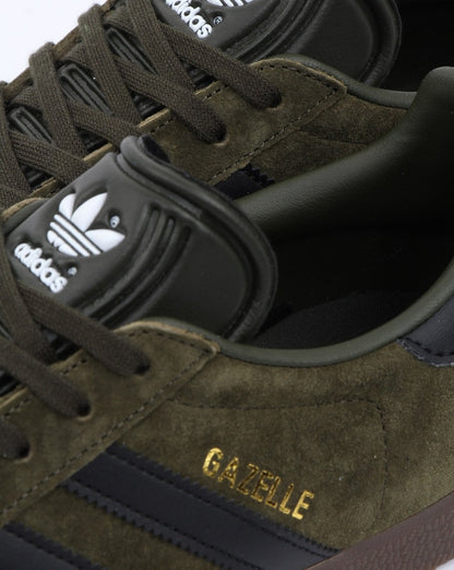 Adidas Gazelle Trainers Night Olive/Black/Gum