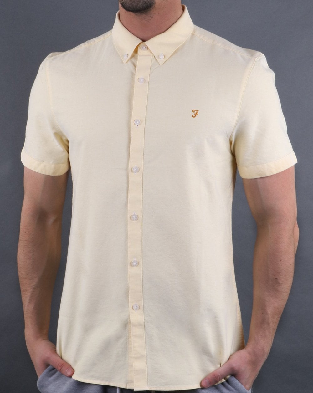 Farah Brewer Short Sleeve Shirt Fresh Yellow
