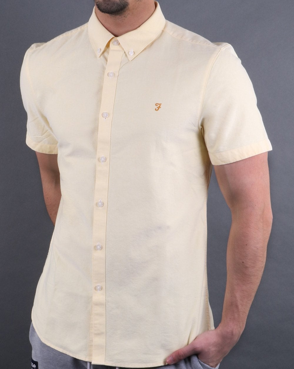 Farah Brewer Short Sleeve Shirt Fresh Yellow