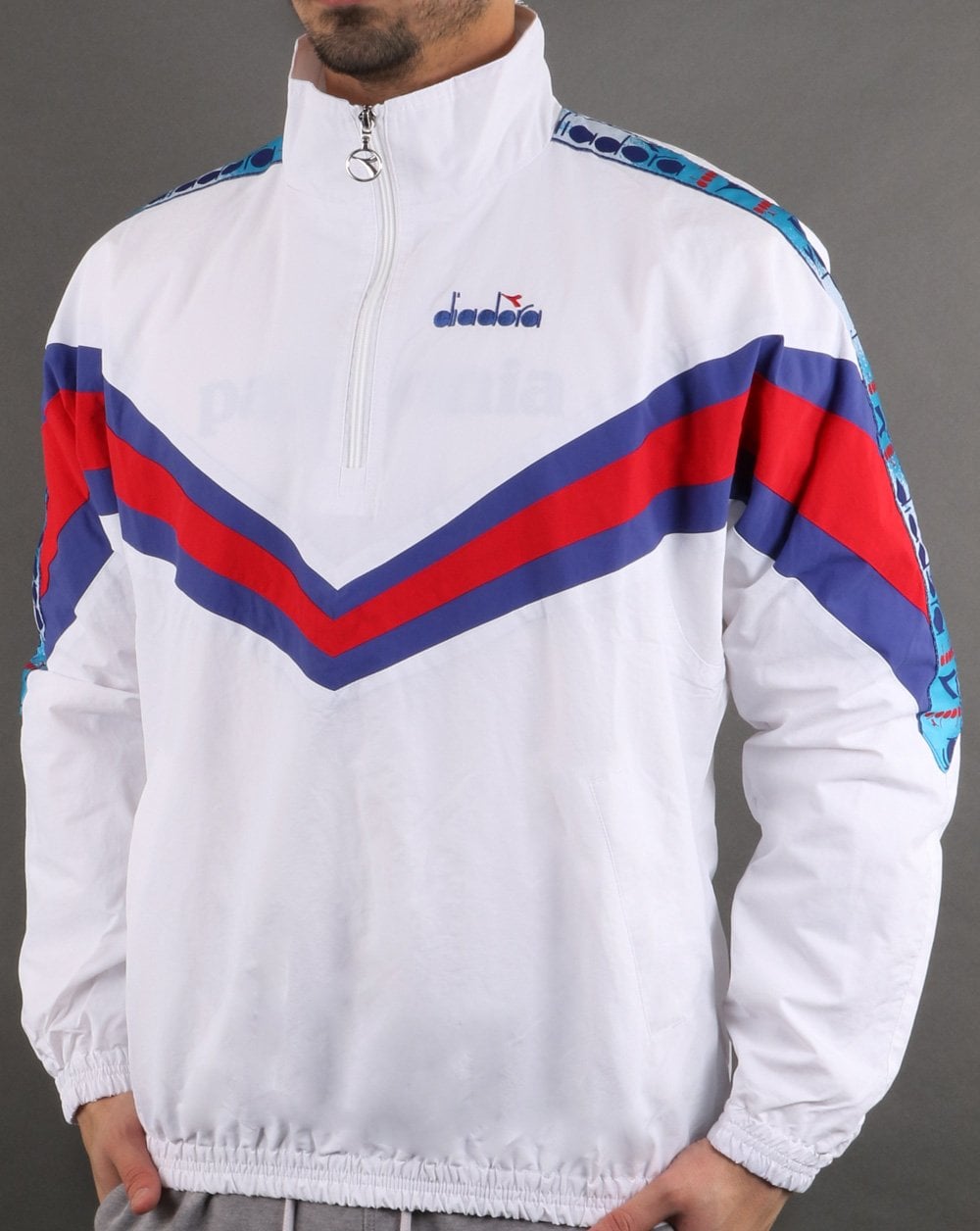 Diadora 1/2 Zip Jacket Super White/carmine Red