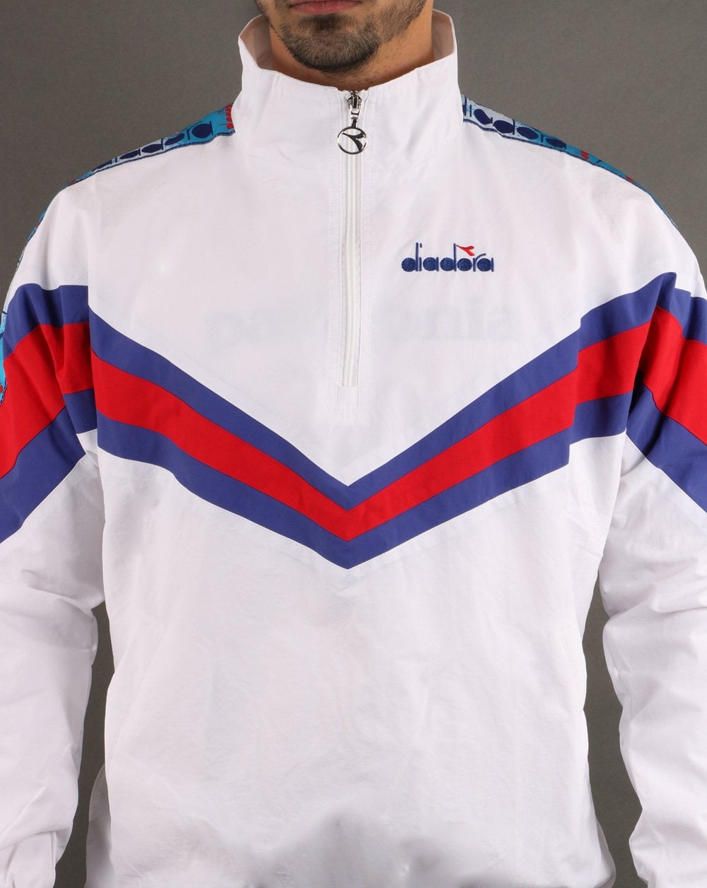 Diadora 1/2 Zip Jacket Super White/carmine Red