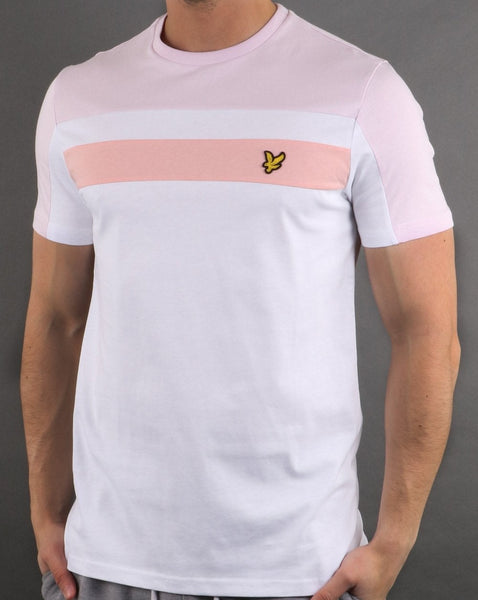Lyle And Scott Colour Block T-shirt White/Pink