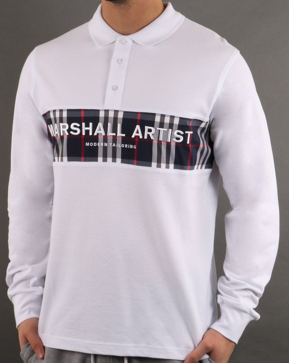 Marshall Artist Casa Check L/s Polo White
