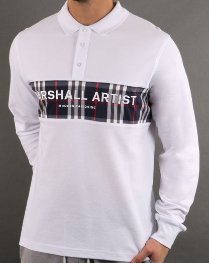 Marshall Artist Casa Check L/s Polo White