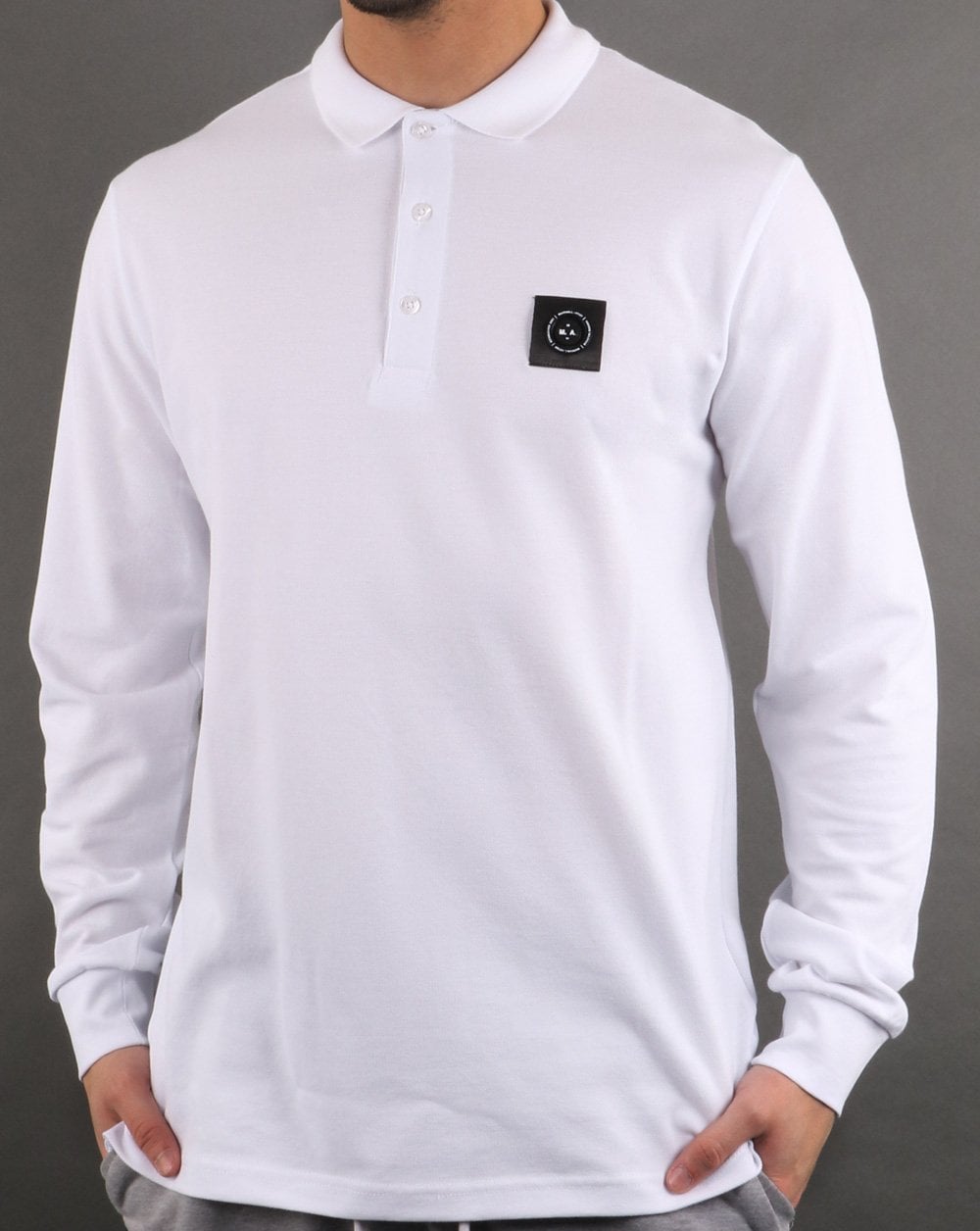 Marshall Artist Long Sleeve Polo Shirt White