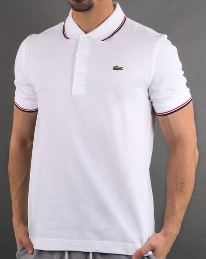 Lacoste Tipped Polo Shirt White/Navy/Red