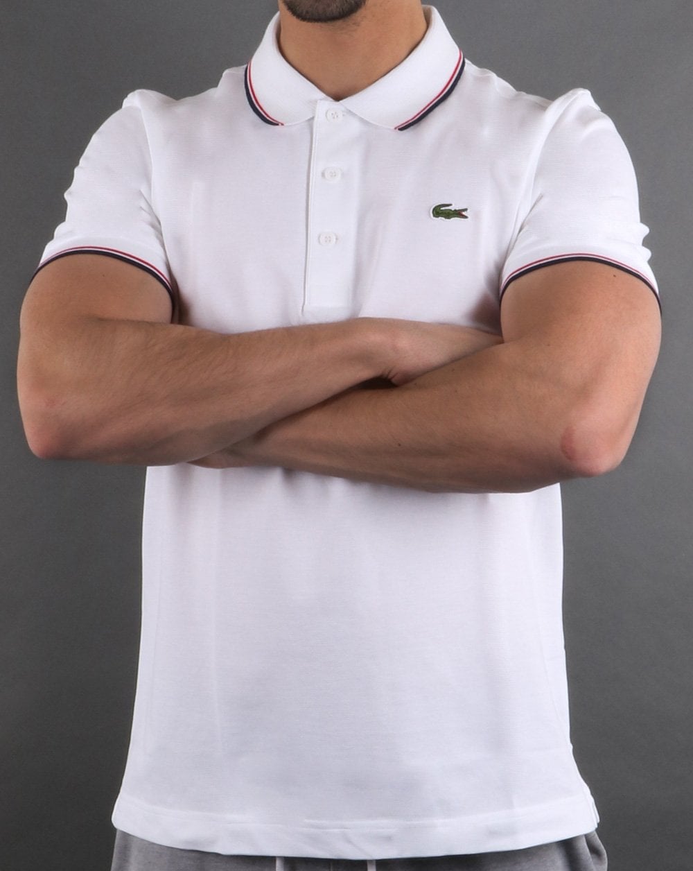 Lacoste Tipped Polo Shirt White/Navy/Red