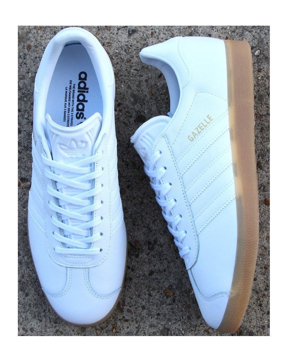 Adidas Gazelle Trainers White Leather - Gum