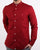Pretty Green Mens Slim Fit Collarless Shirt Red