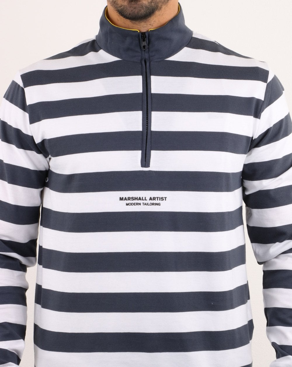 Marshall Artist Boating Stripe Funnel Neck Navy/white