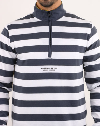 Marshall Artist Boating Stripe Funnel Neck Navy/white