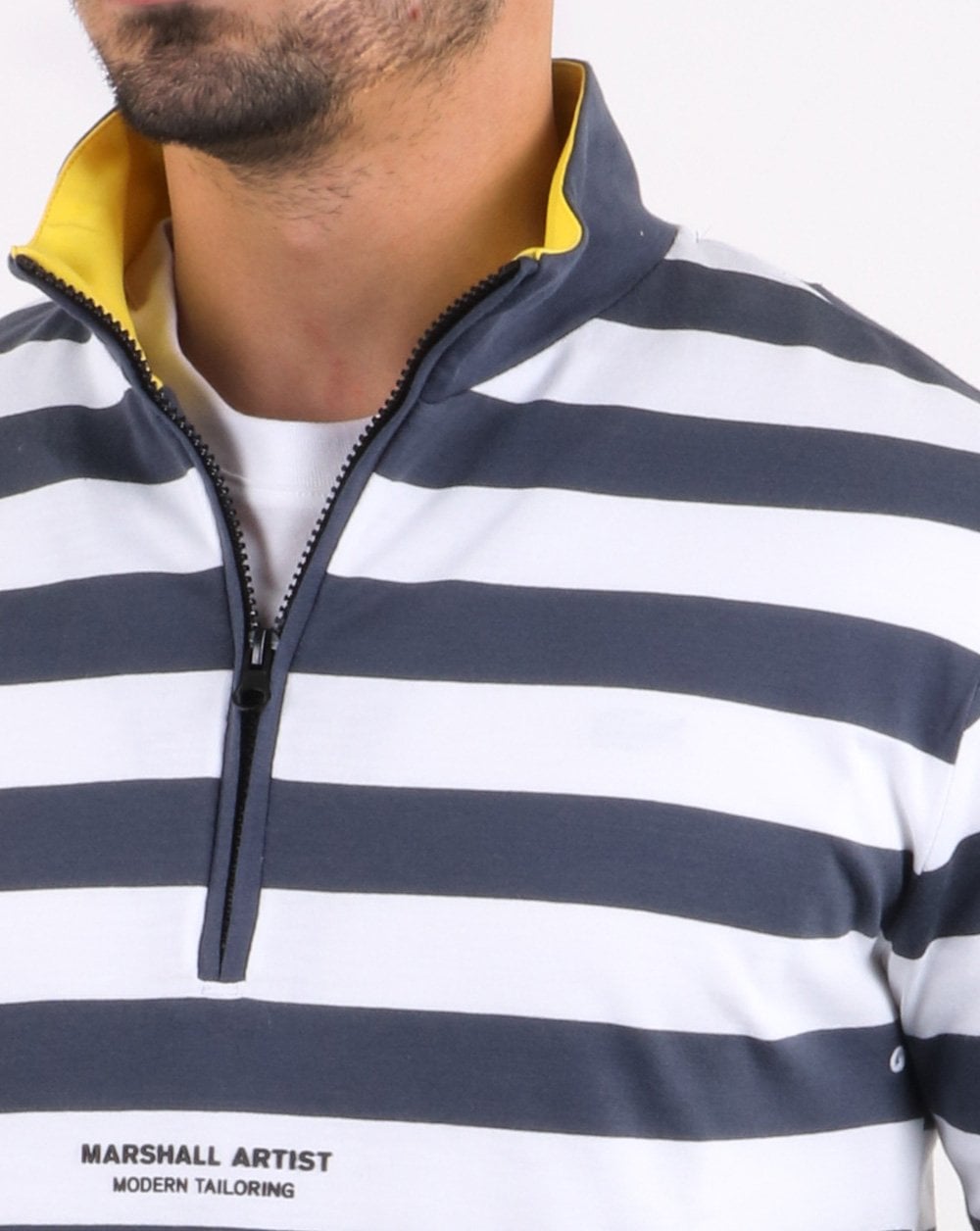 Marshall Artist Boating Stripe Funnel Neck Navy/white