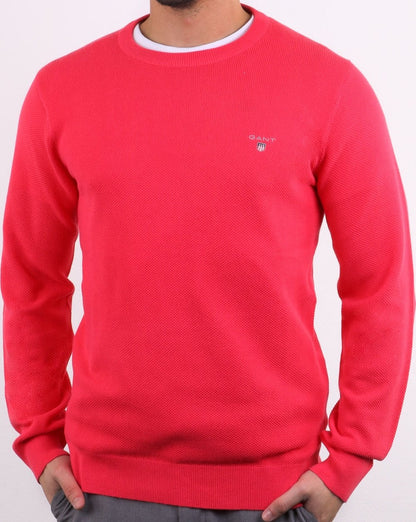 Gant Pique Crew Neck Jumper Watermelon Red