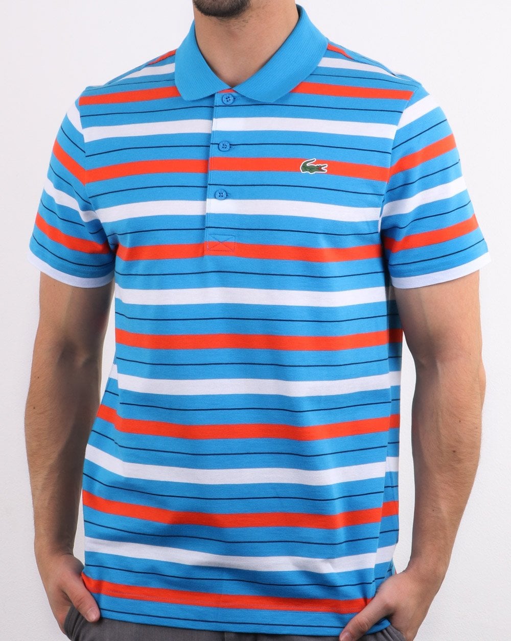 Lacoste Striped Polo Shirt Blue/White