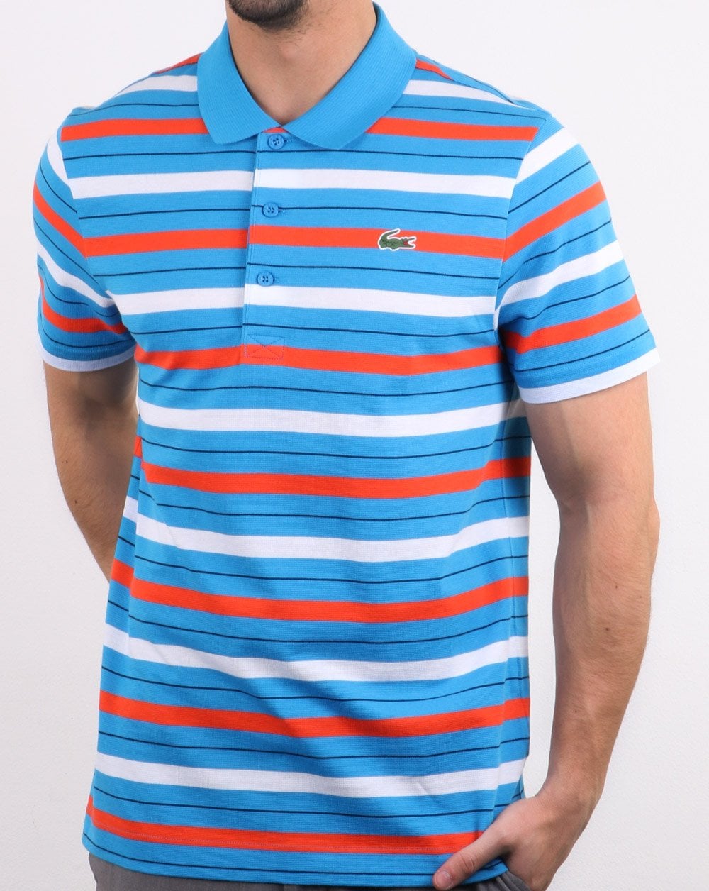 Lacoste Striped Polo Shirt Blue/White