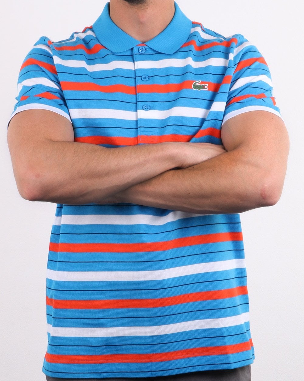 Lacoste Striped Polo Shirt Blue/White