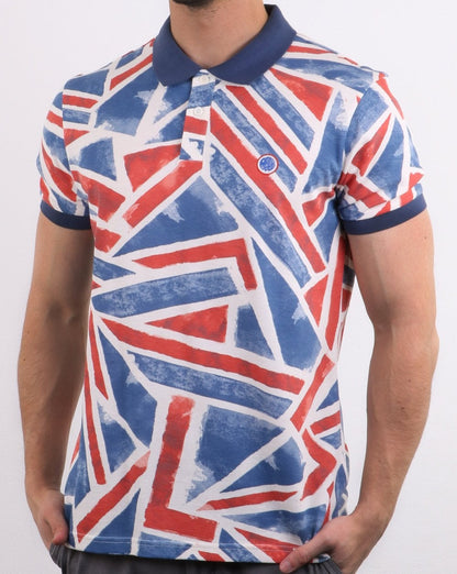 Pretty Green Union Jack Printed Polo Shirt Blue