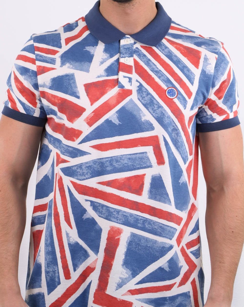 Pretty Green Union Jack Printed Polo Shirt Blue