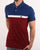 Pretty Green Front Colour Block Polo Shirt Burgundy