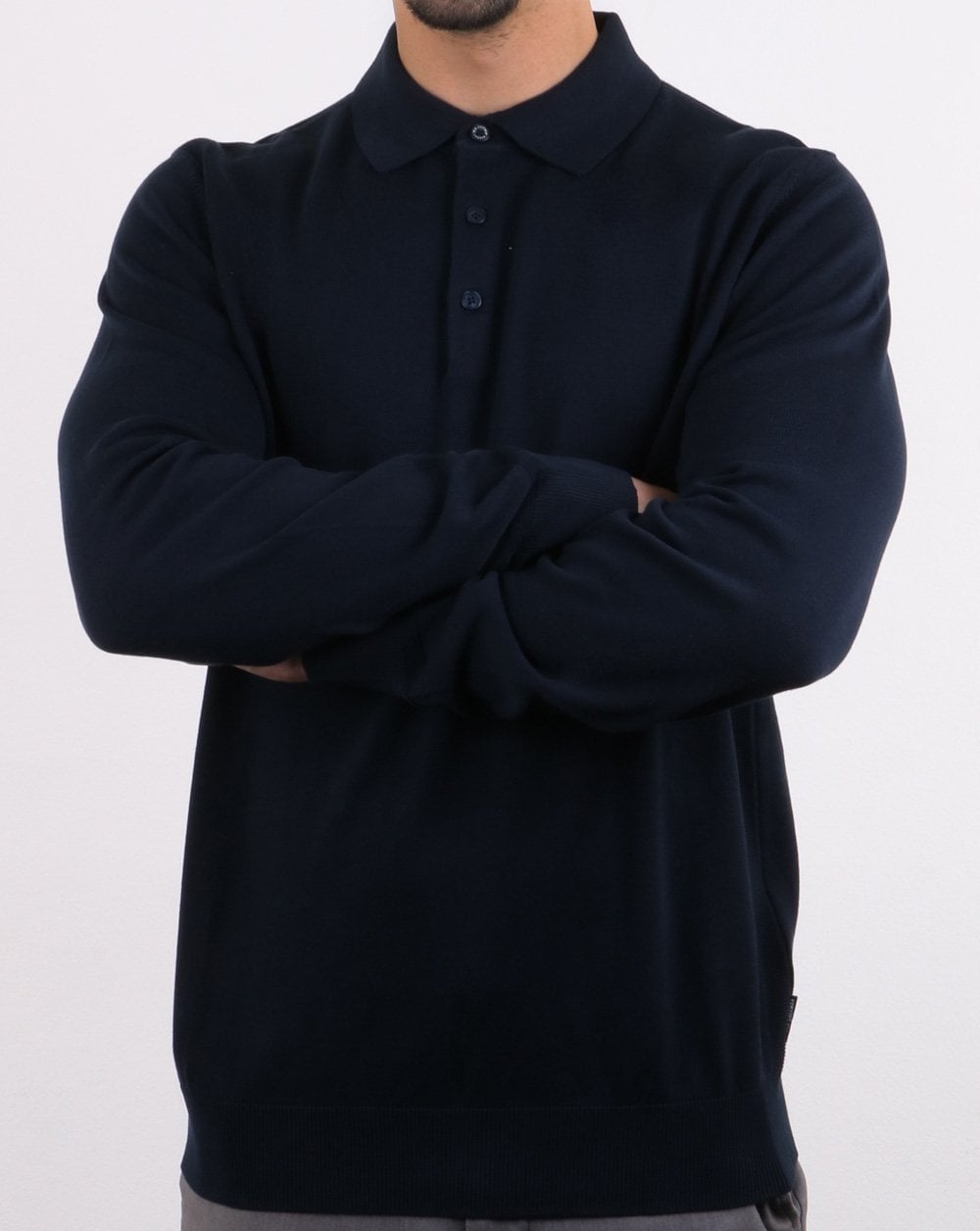 Ben Sherman LS Knitted Polo Navy