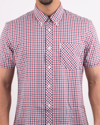Ben Sherman House Check S/s Shirt Navy Red