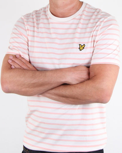 Lyle And Scott Breton Stripe T-shirt White/Pink