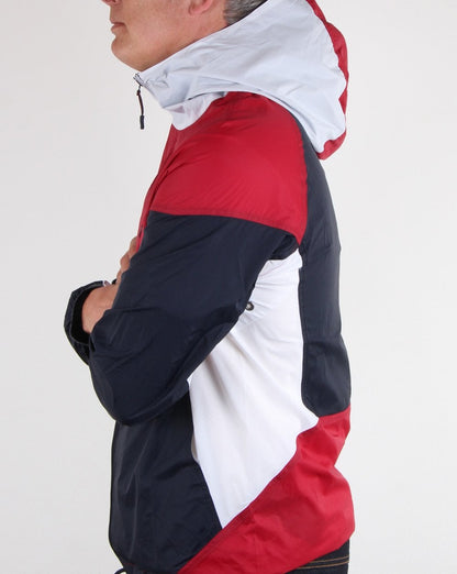 Pretty Green Zip Through Hooded Contrast Jacket Red/navy
