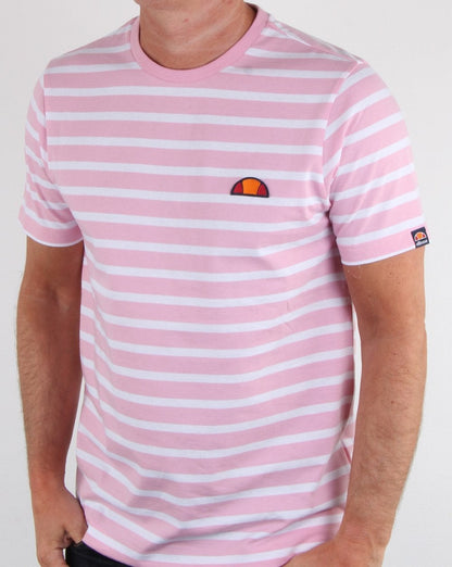 Ellesse Stripe T Shirt Light Pink